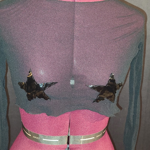90's Goth OOAK Clubwear Mesh Crop Top - Picture 2 of 4